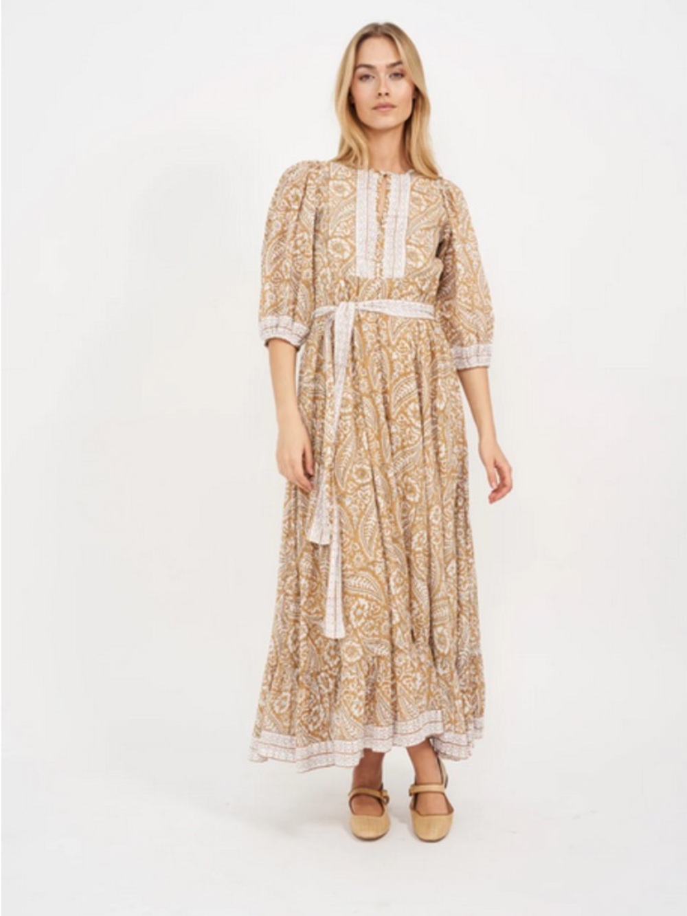 Marea House Dress in brown and white